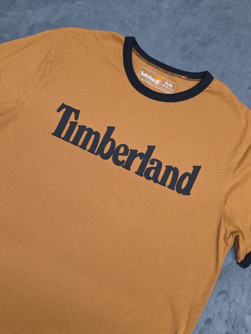 Timberland Rust Short Sleeve Logo Ringer Tee with Black Trim